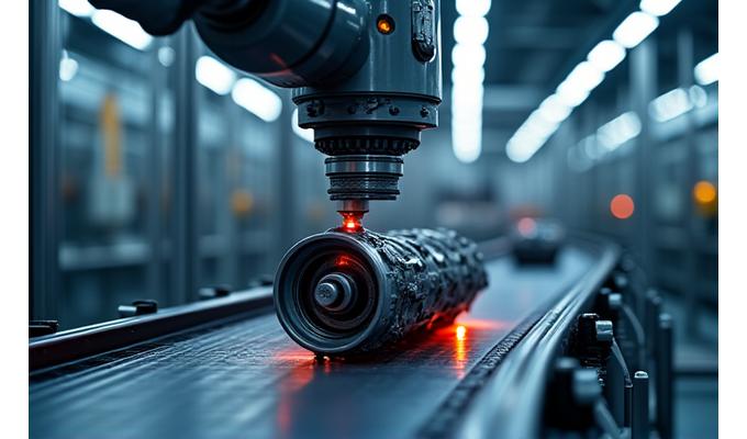 Automatisierte Qualitätskontrollstation mit optischer Sensorik in einer Automobilzulieferer-Fabrik