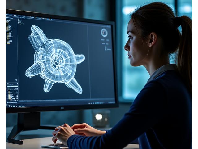 Teammitglied der Konstruktion bei der Arbeit an einem CAD-Modell