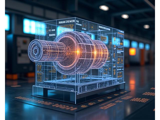 Ein leuchtendes IoT-Dashboard zeigt Echtzeit-Daten von Produktionsmaschinen, mit Graphen, die voraussichtliche Wartungsbedarfe und Leistungskennzahlen visualisieren.